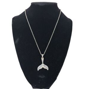 Periwinkle by Barlow Silvertone Whale Fin Necklace